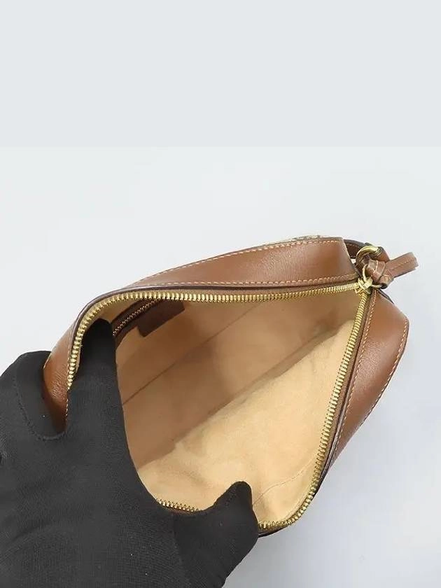 645454 Brown Leather Beige Ebony Canvas Horsebit 1955 Small Shoulder Bag