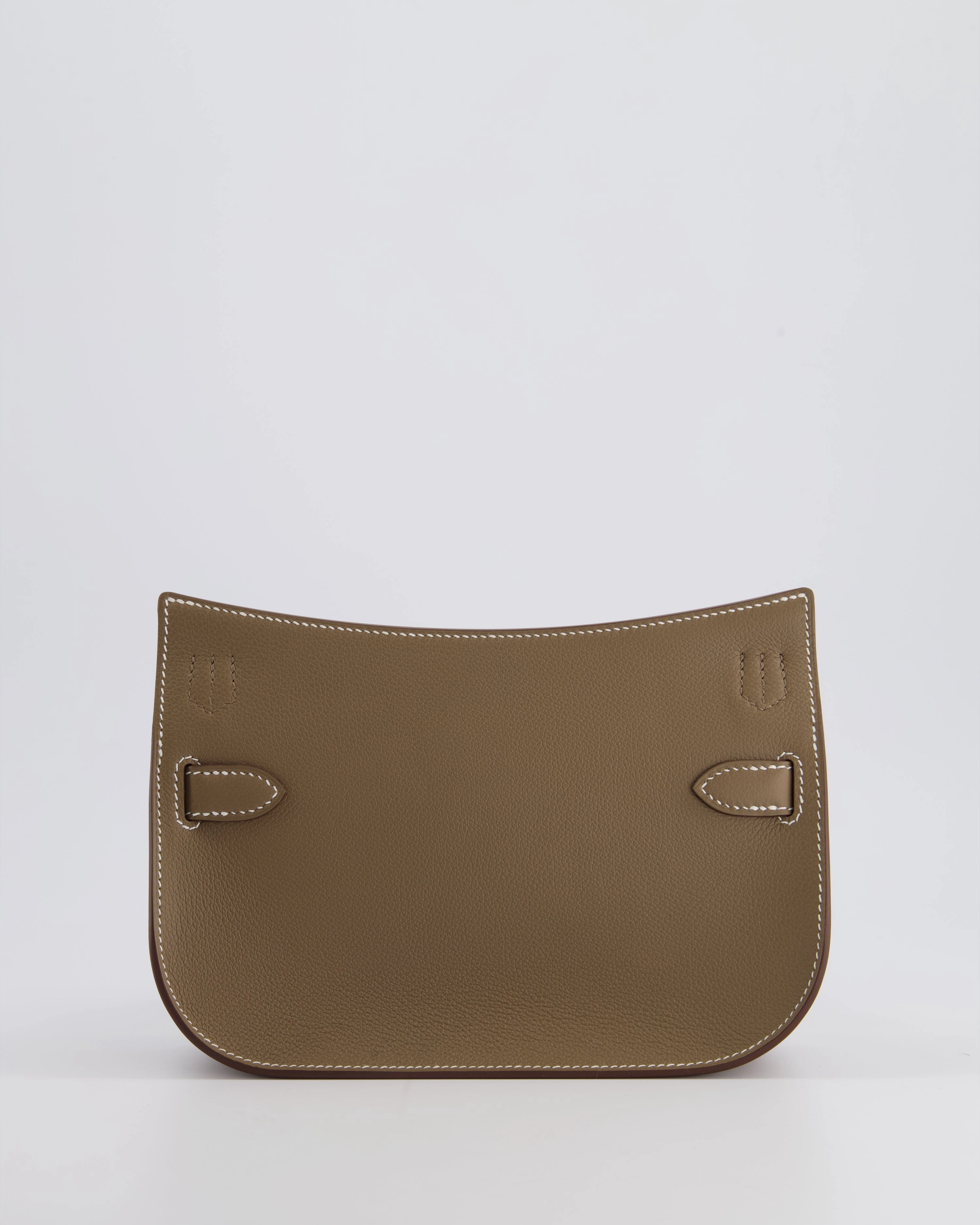 *RARE* Herms Mini Jypsiere Crossbody Bag in Etoupe Evercolor Leather with Gold Hardware