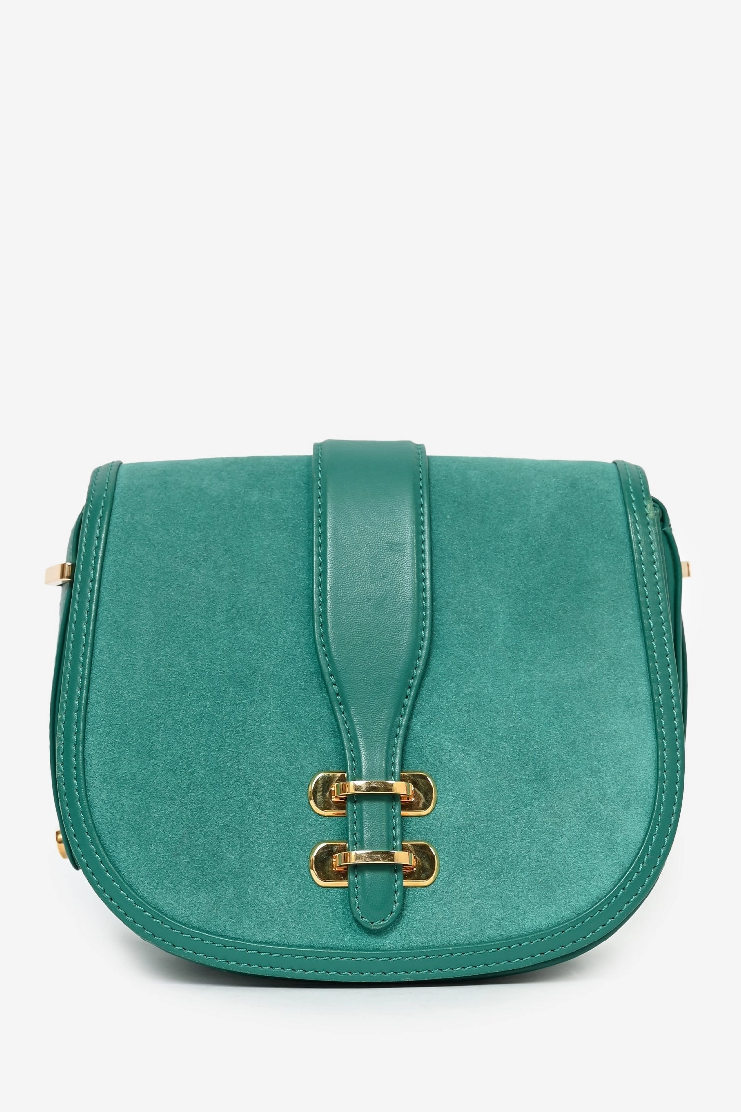 Alberta Ferretti Teal Suede/Leather Crossbody