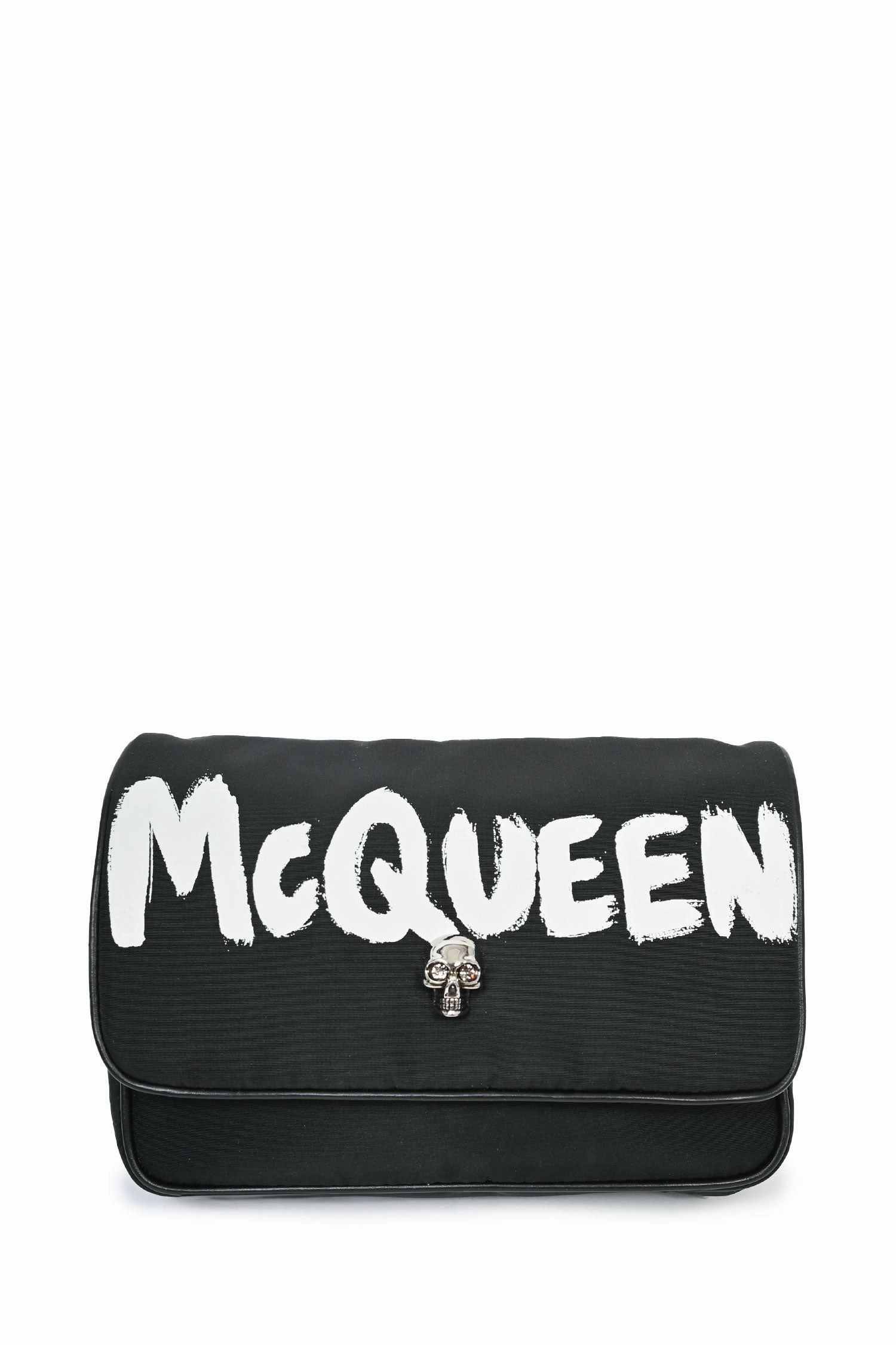 Alexander McQueen Black Nylon Logo Skull Shoulder Bag