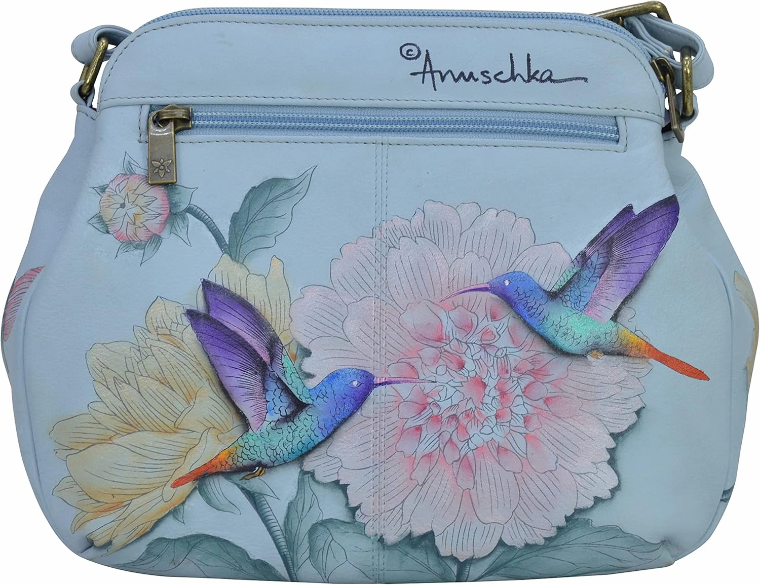 Anuschka Womens Genuine Leather Convertible Medium Bag - Hand Painted Exterior