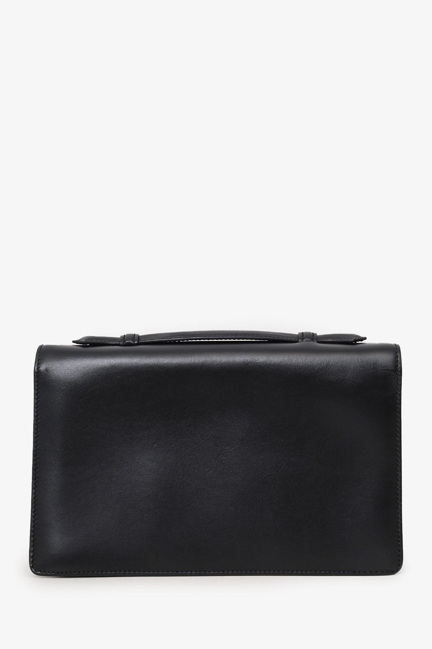 Asprey Black Bull Leather Small Briefcase with Strap