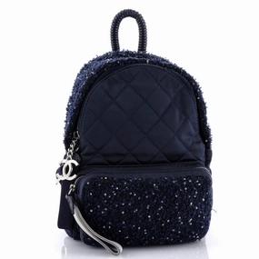 Astronaut Essentials Backpack Quilted Nylon with Tweed Small