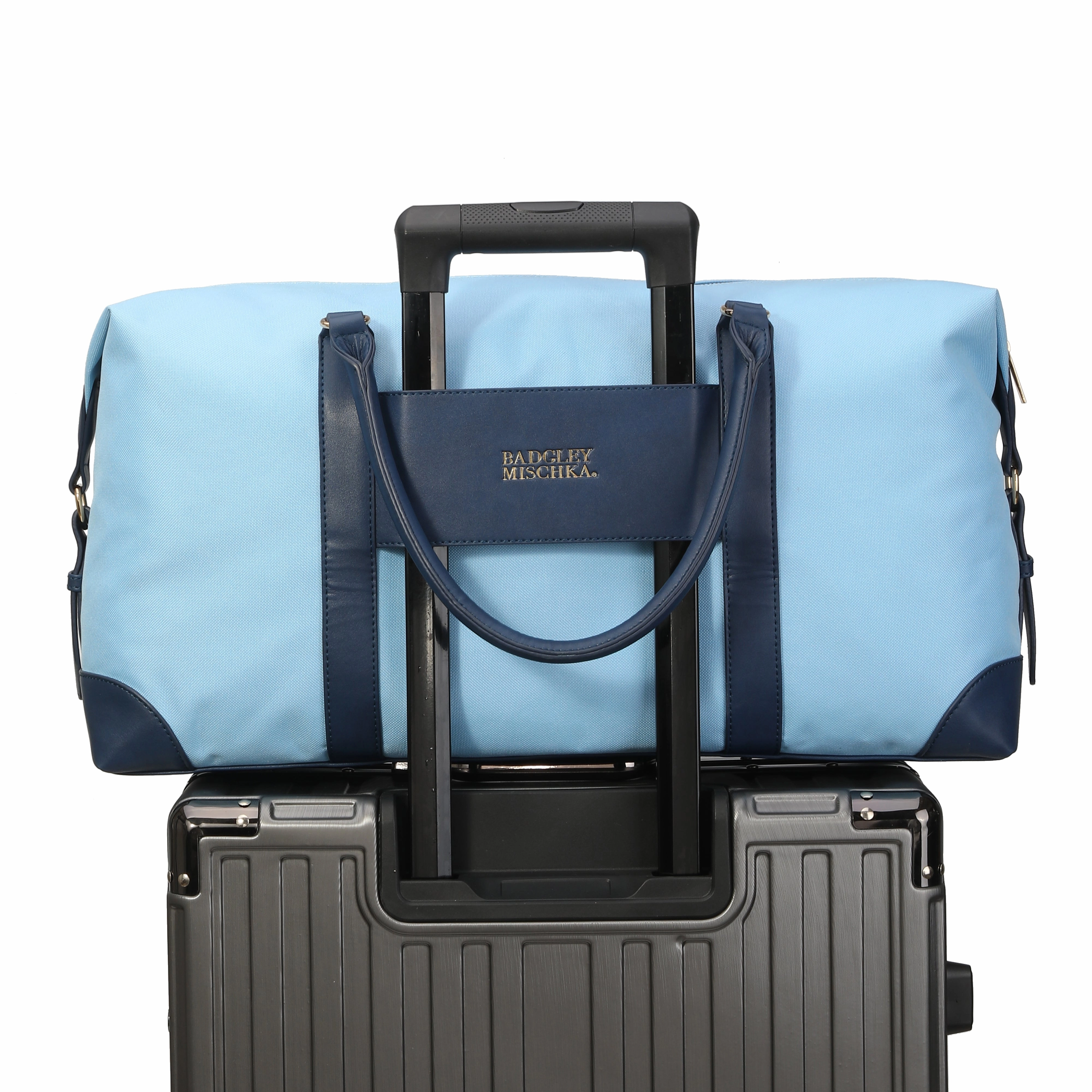 BADGLEY MISCHKA Barbara Canvas Weekender Duffel Bag | Light Blue
