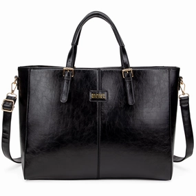 BADGLEY MISCHKA Julia Vegan Leather Tote Weekender Travel Bag | Black
