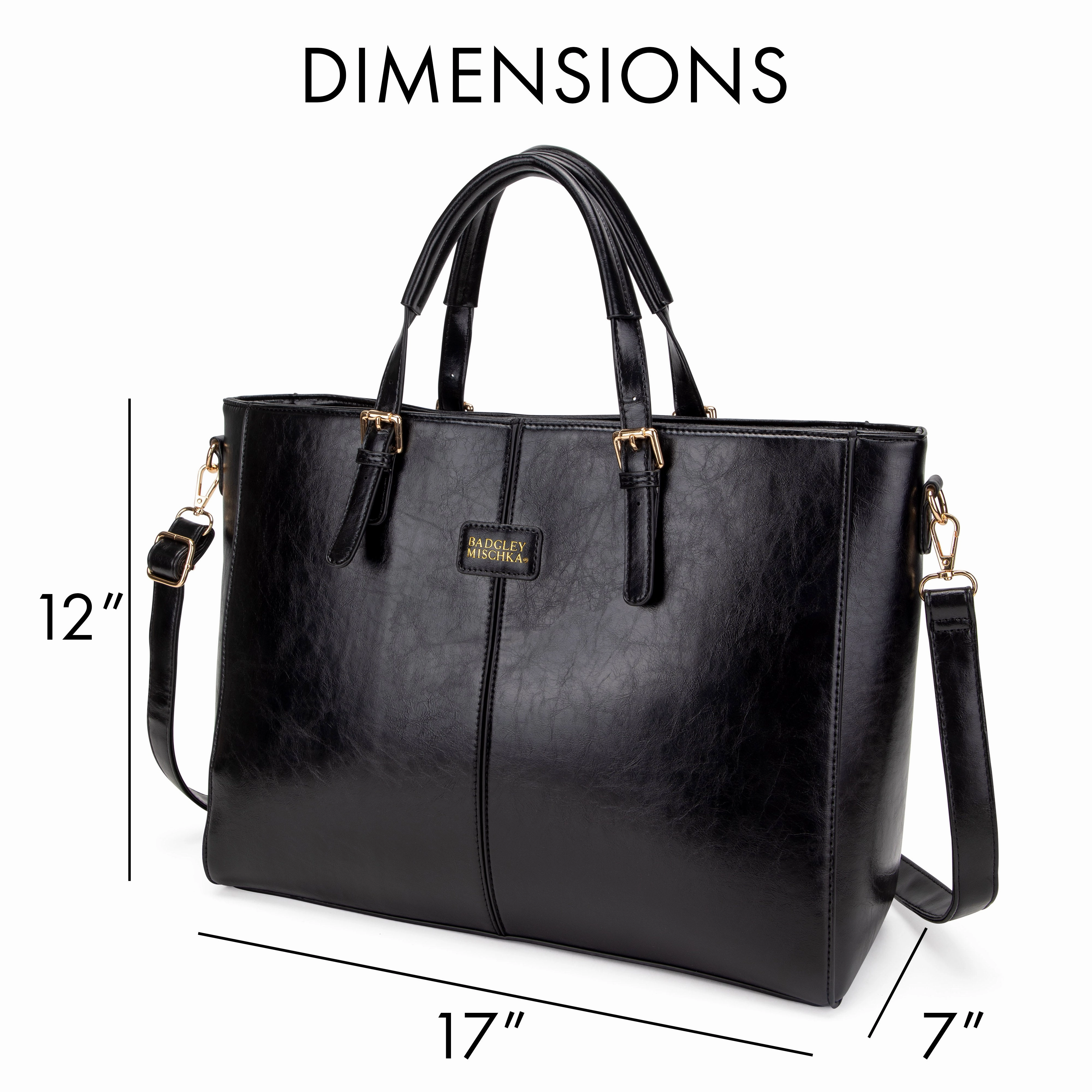 BADGLEY MISCHKA Julia Vegan Leather Tote Weekender Travel Bag | Black