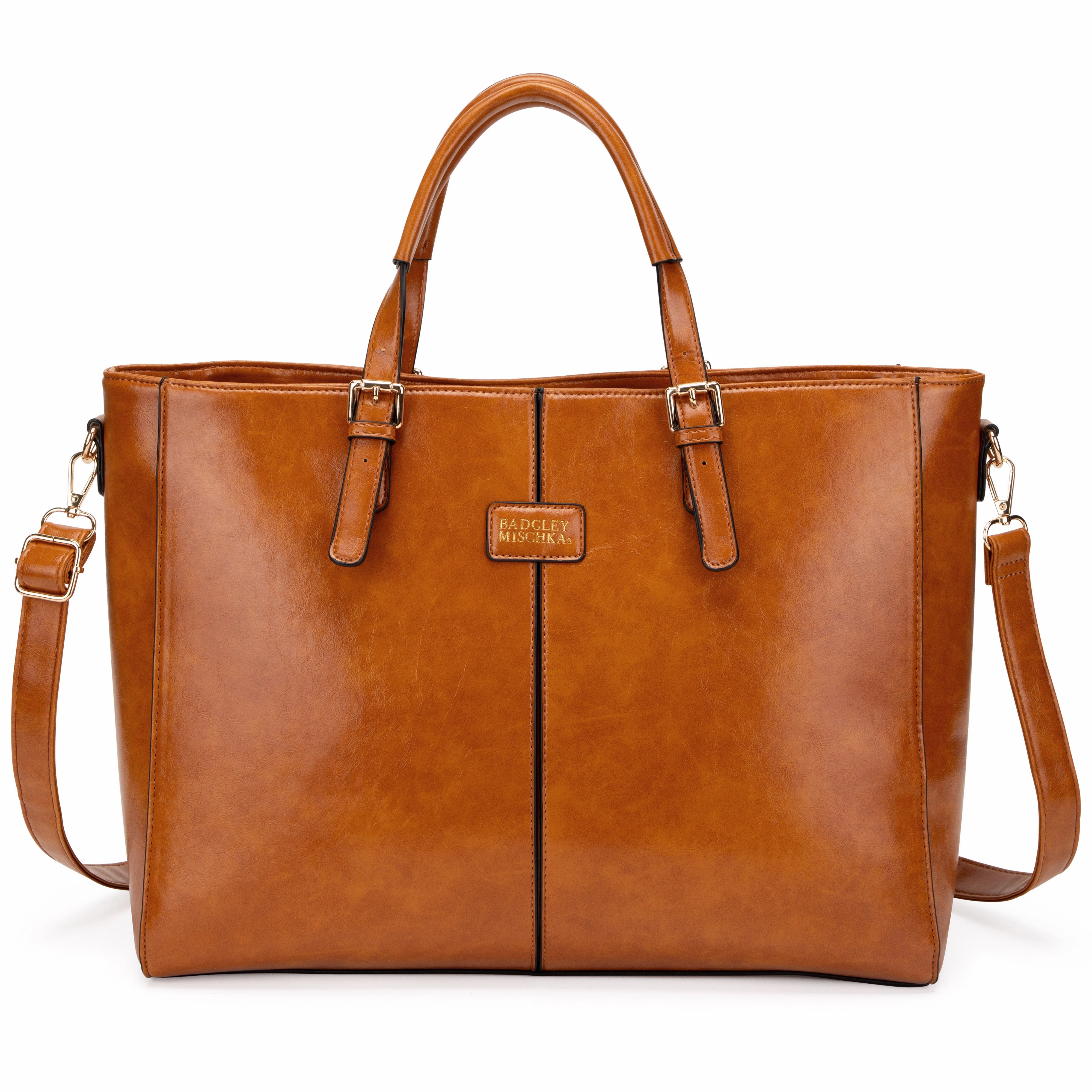 BADGLEY MISCHKA Julia Vegan Leather Tote Weekender Travel Bag | Black