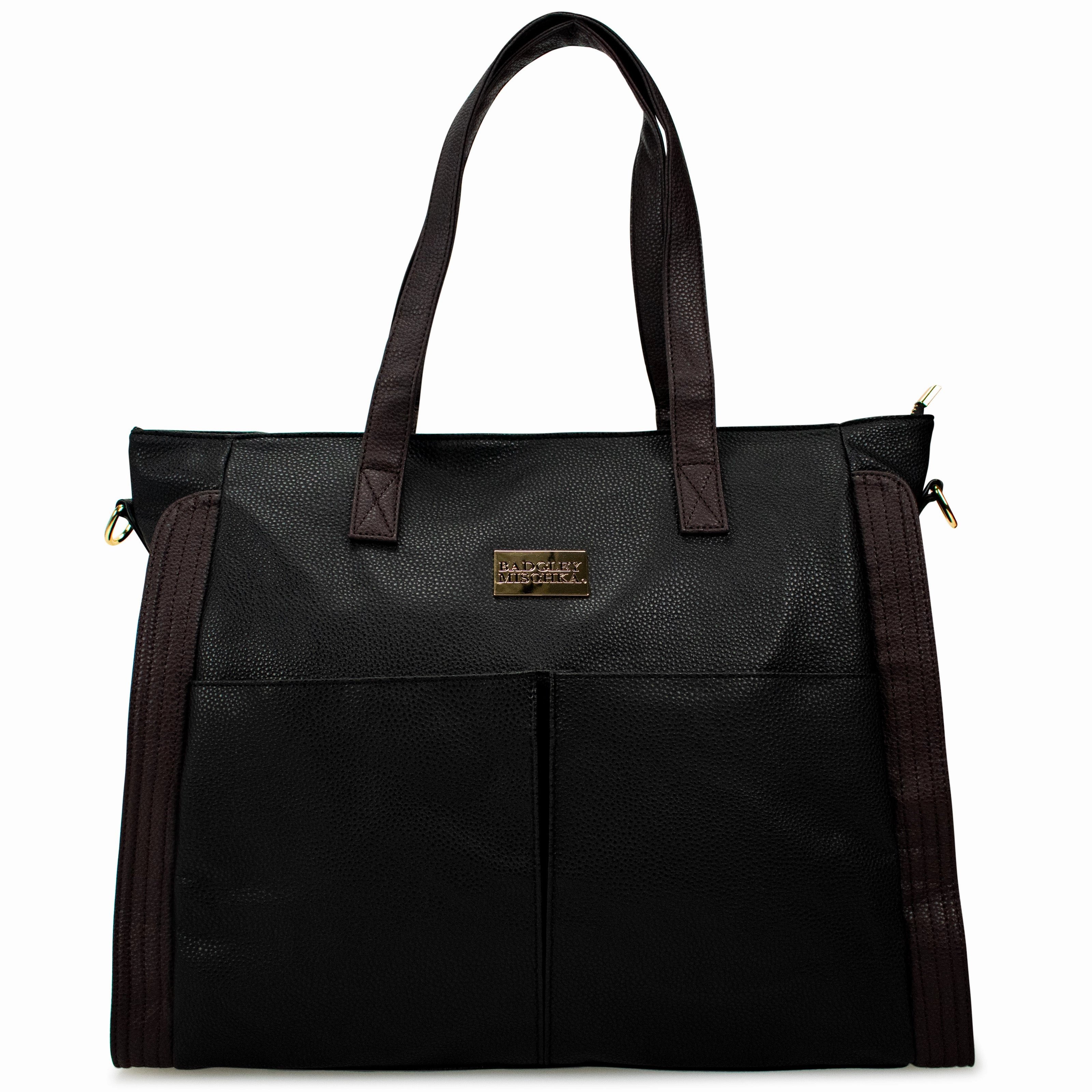 BADGLEY MISCHKA Rose Vegan Leather Weekender Tote Bag | Black