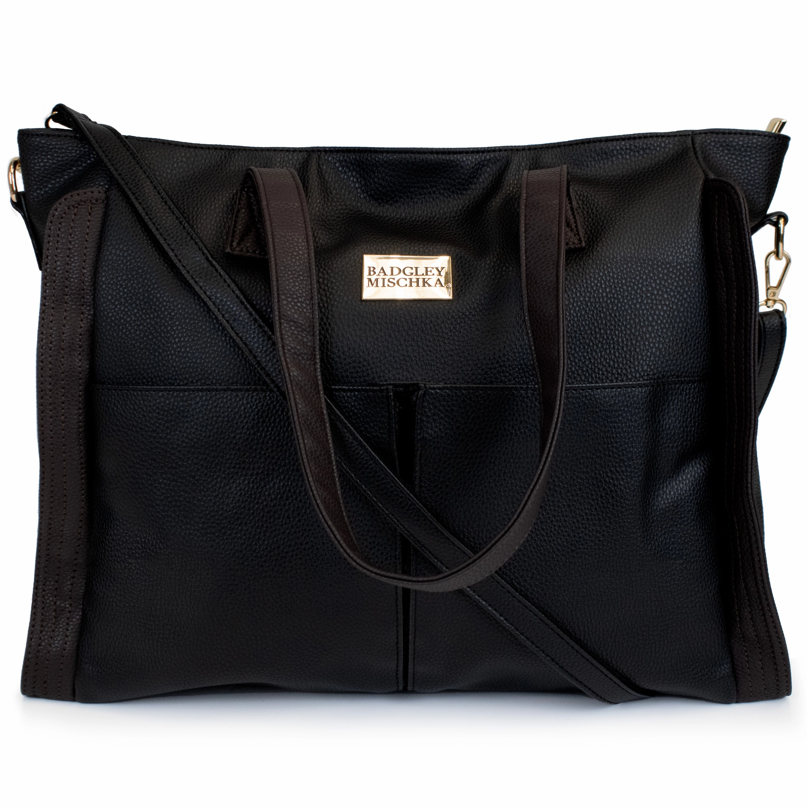 BADGLEY MISCHKA Rose Vegan Leather Weekender Tote Bag | Black