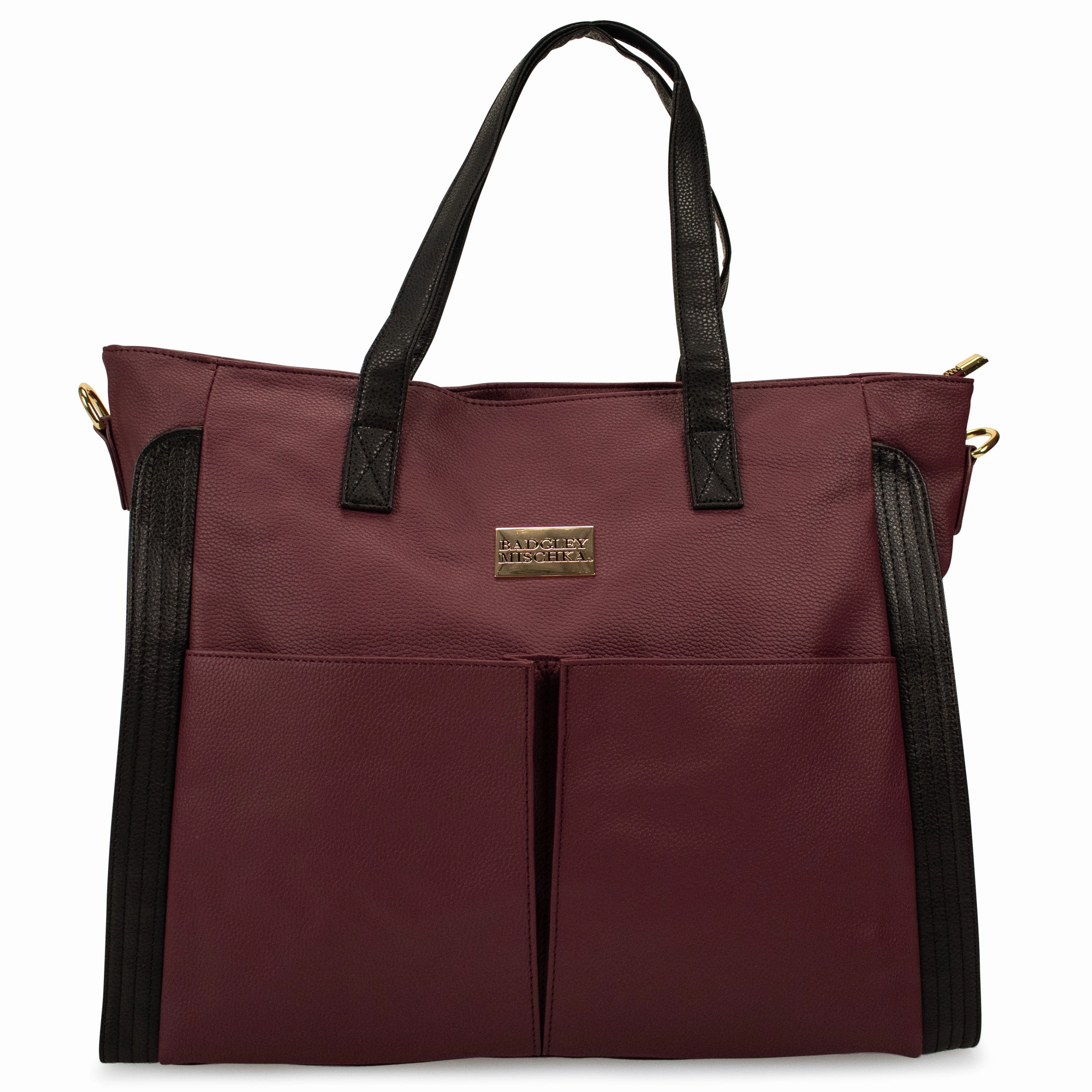 BADGLEY MISCHKA Rose Vegan Leather Weekender Tote Bag | Black