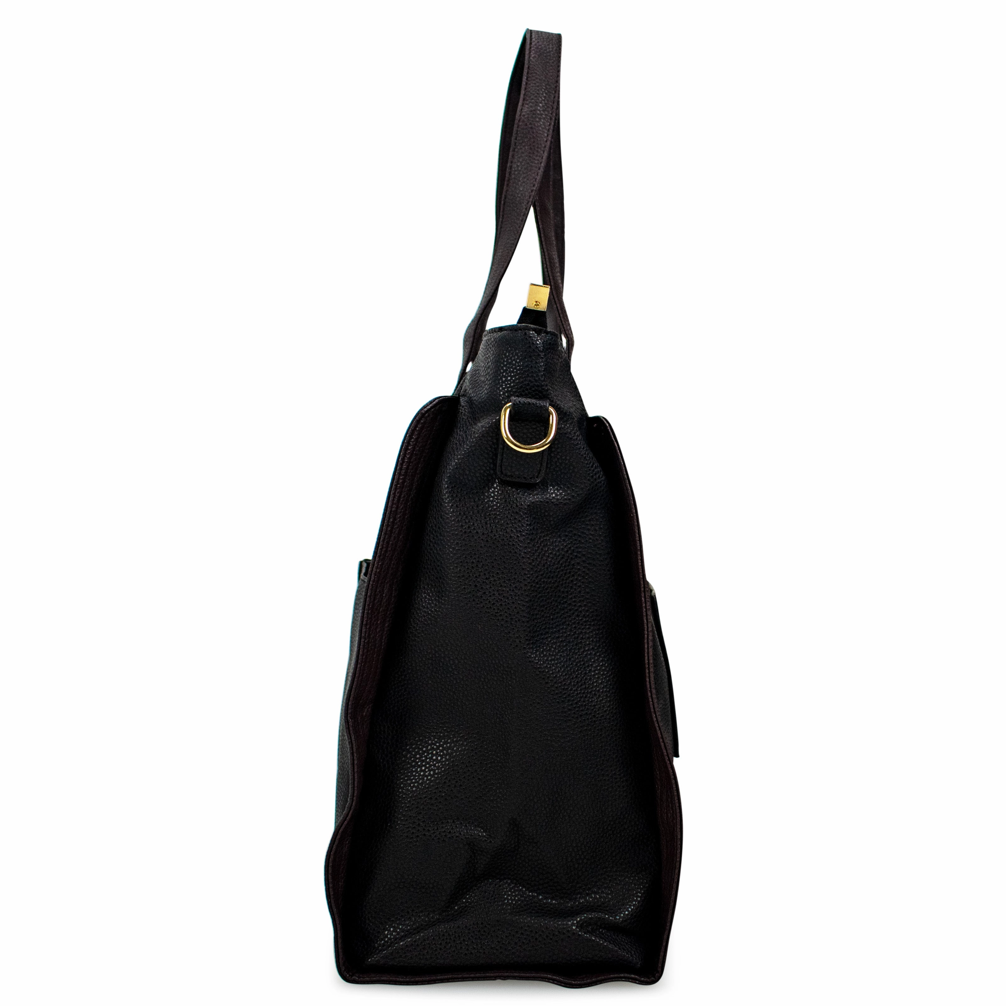 BADGLEY MISCHKA Rose Vegan Leather Weekender Tote Bag | Black