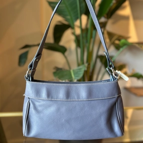 BALENCIAGA BB Gray Leather Shoulder Bag