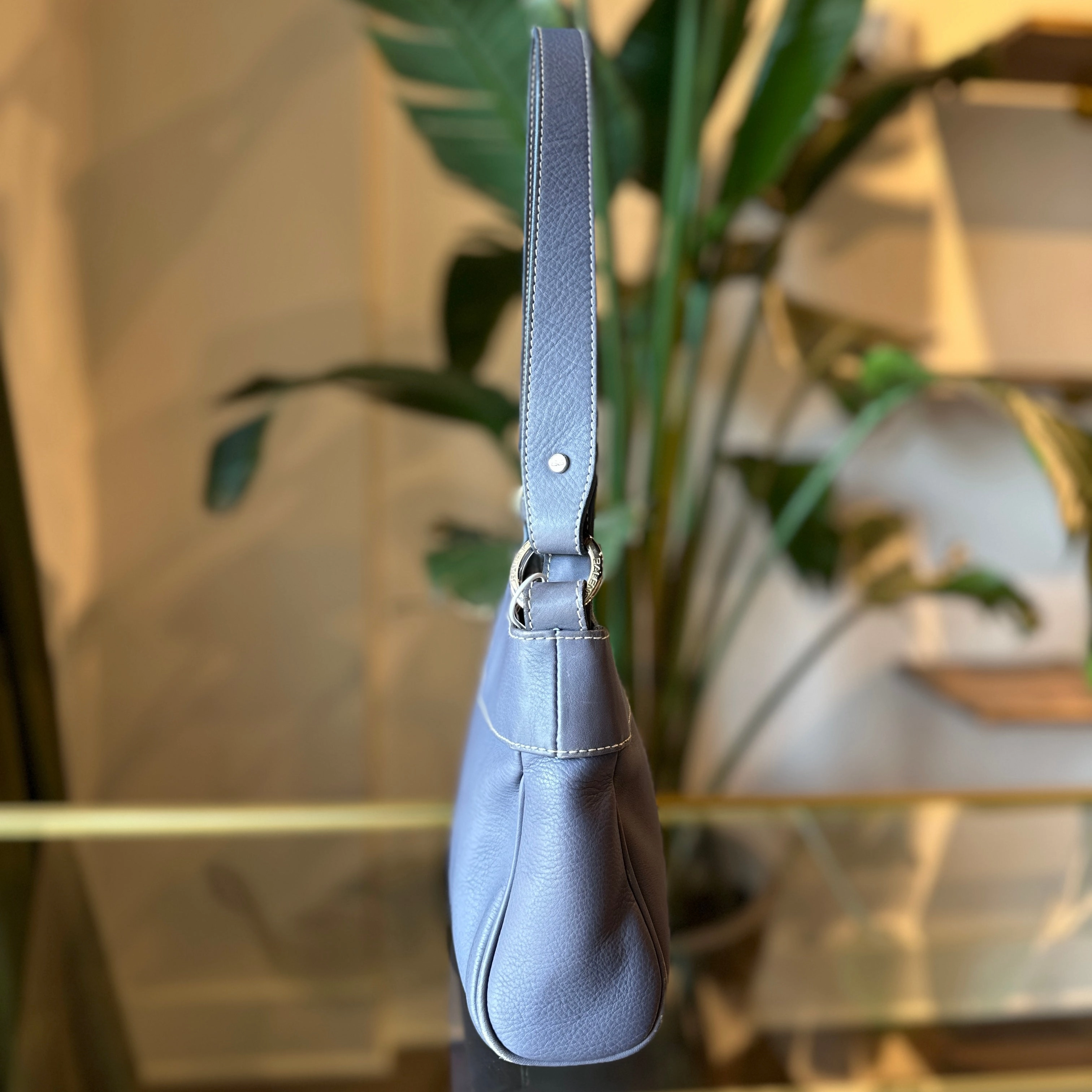 BALENCIAGA BB Gray Leather Shoulder Bag