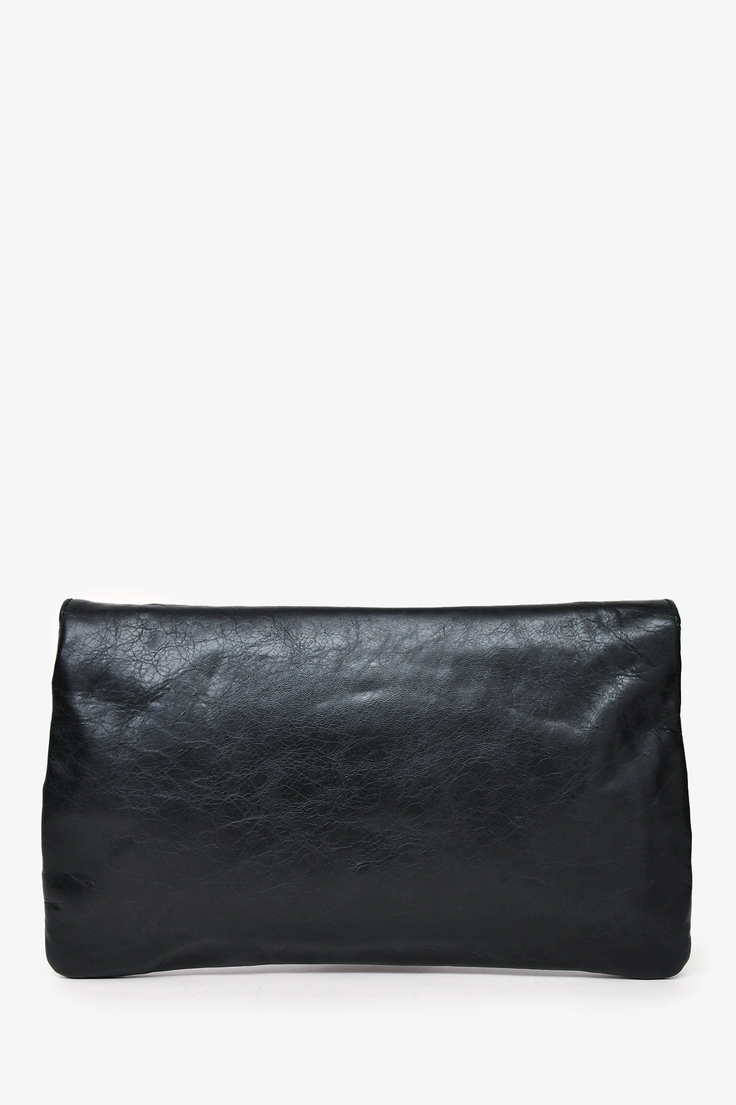 Balenciaga Black Leather City Brougues Envelope Clutch