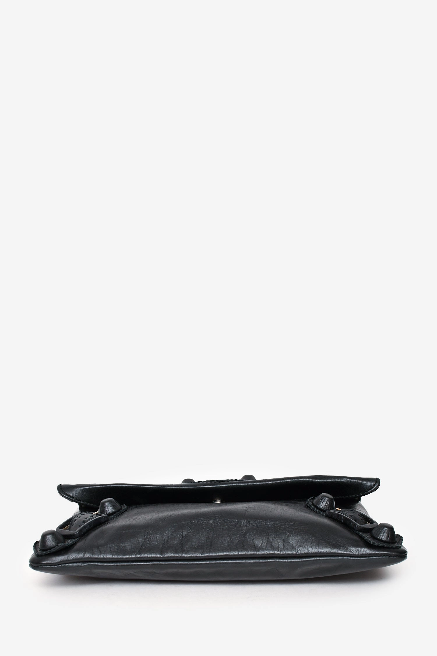 Balenciaga Black Leather City Brougues Envelope Clutch