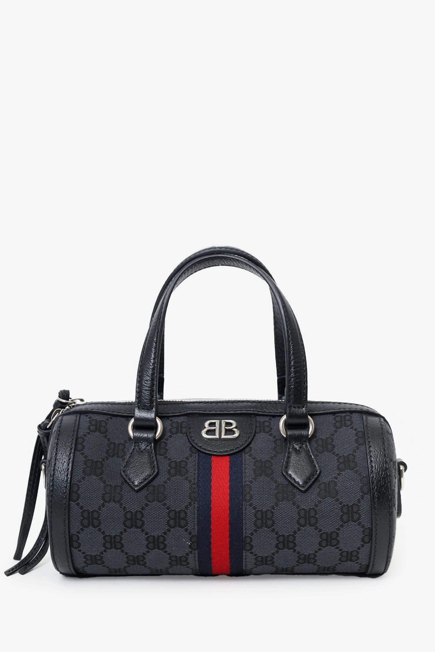 Balenciaga x Gucci Black Canvas and Leather The Hacker Project Boston Bag with Strap