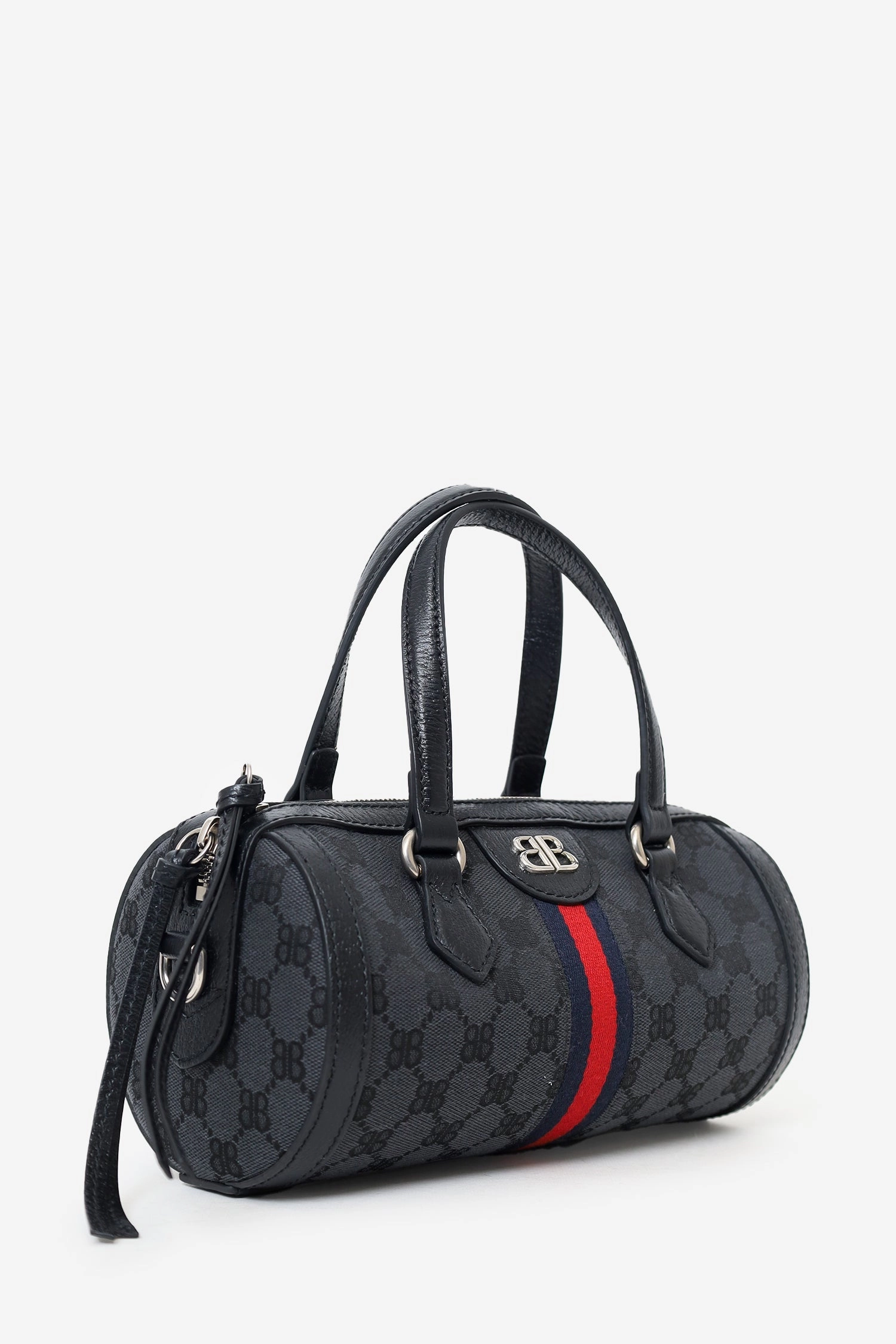 Balenciaga x Gucci Black Canvas and Leather The Hacker Project Boston Bag with Strap