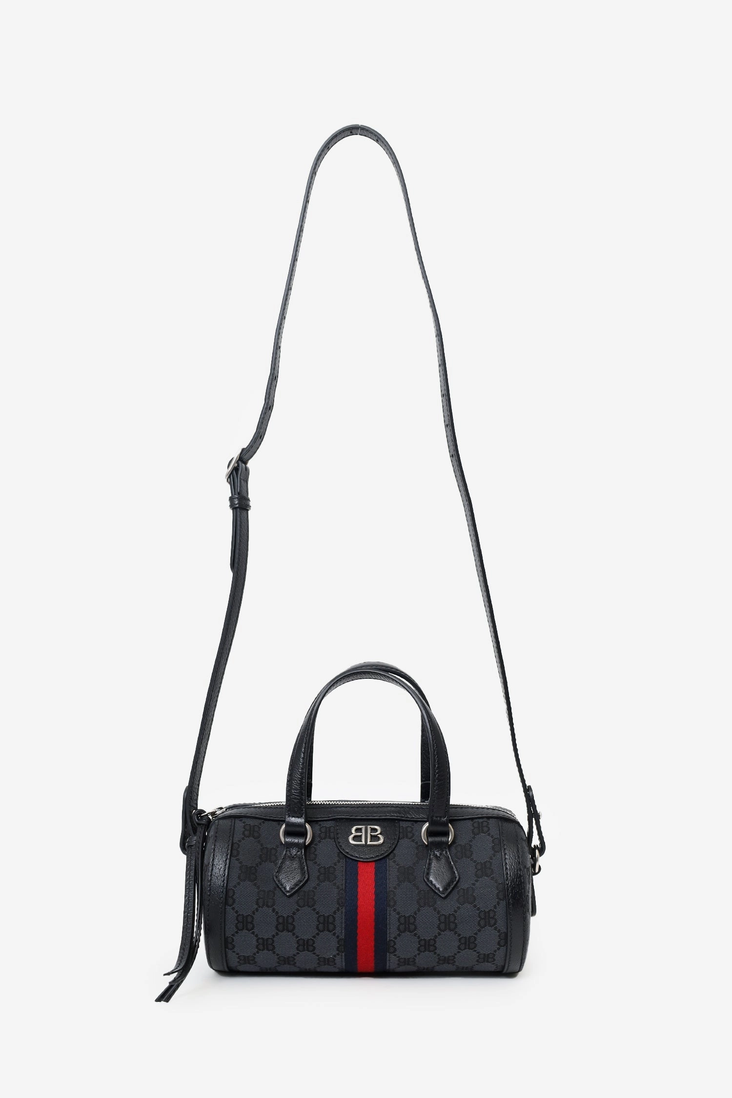 Balenciaga x Gucci Black Canvas and Leather The Hacker Project Boston Bag with Strap