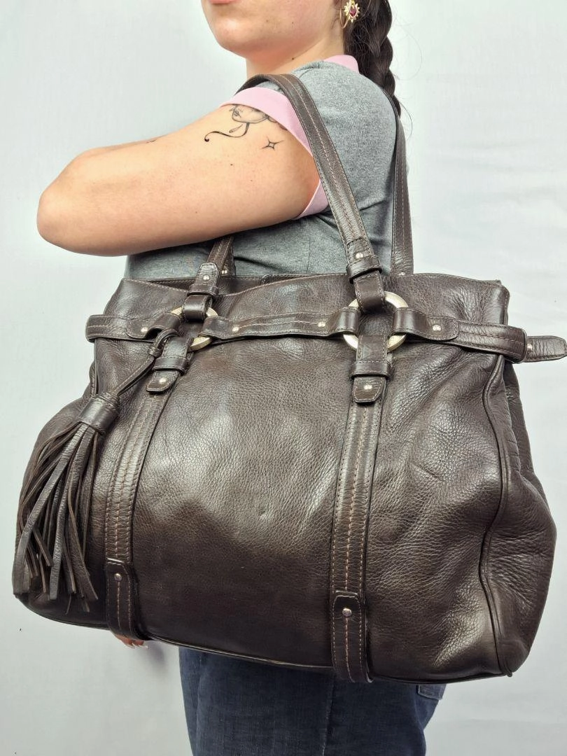 Bally Vintage Gold Hardware Tote Style Shoulder Bag