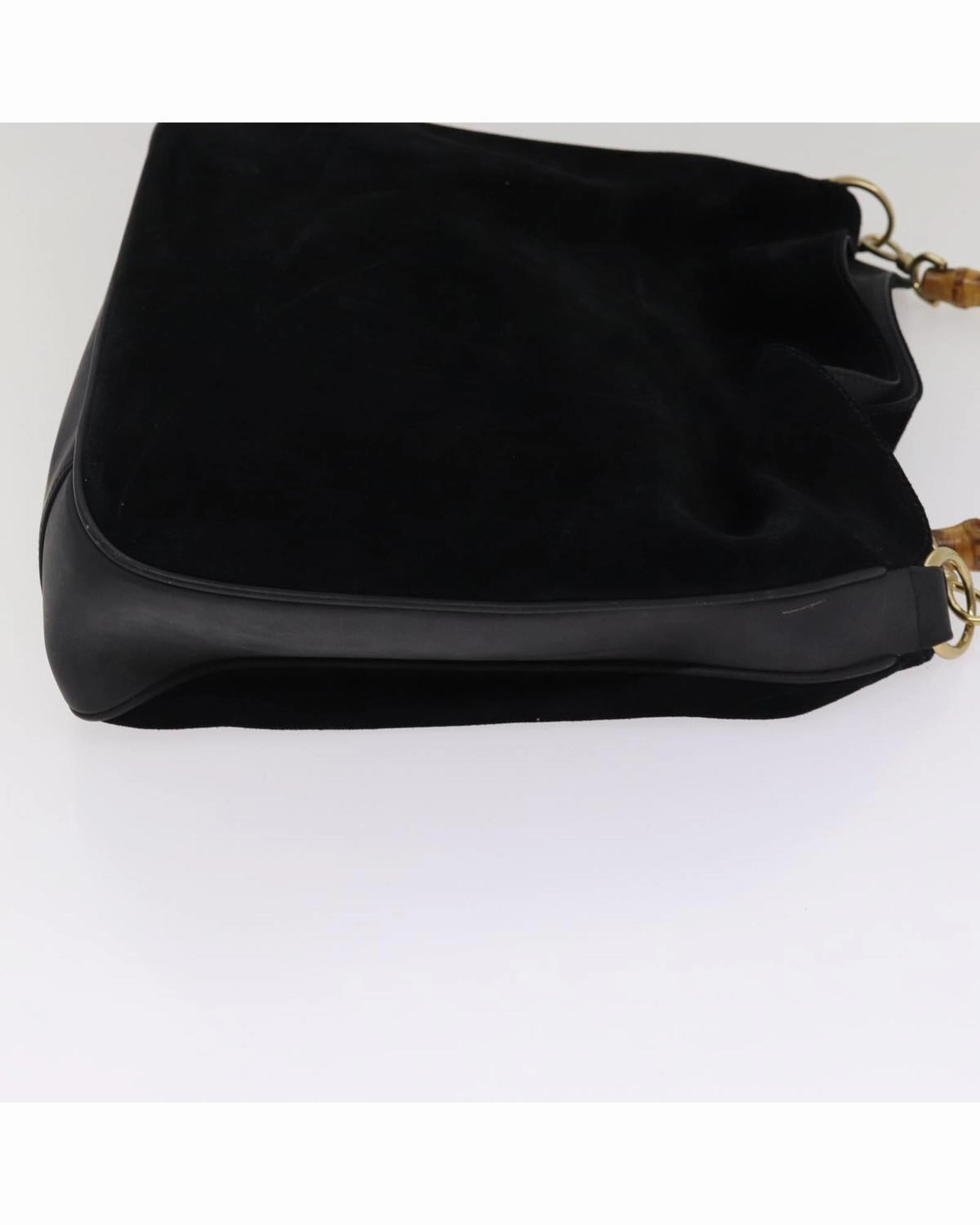 Bamboo Handle Suede Shoulder Bag