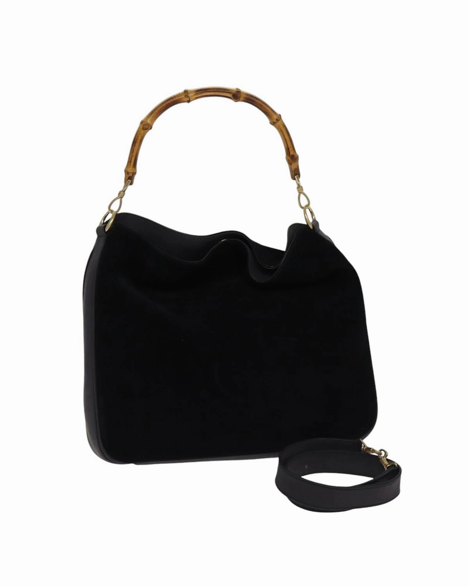 Bamboo Handle Suede Shoulder Bag