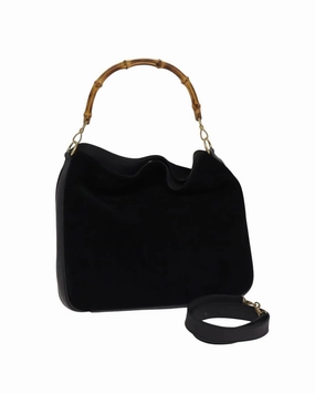Bamboo Handle Suede Shoulder Bag