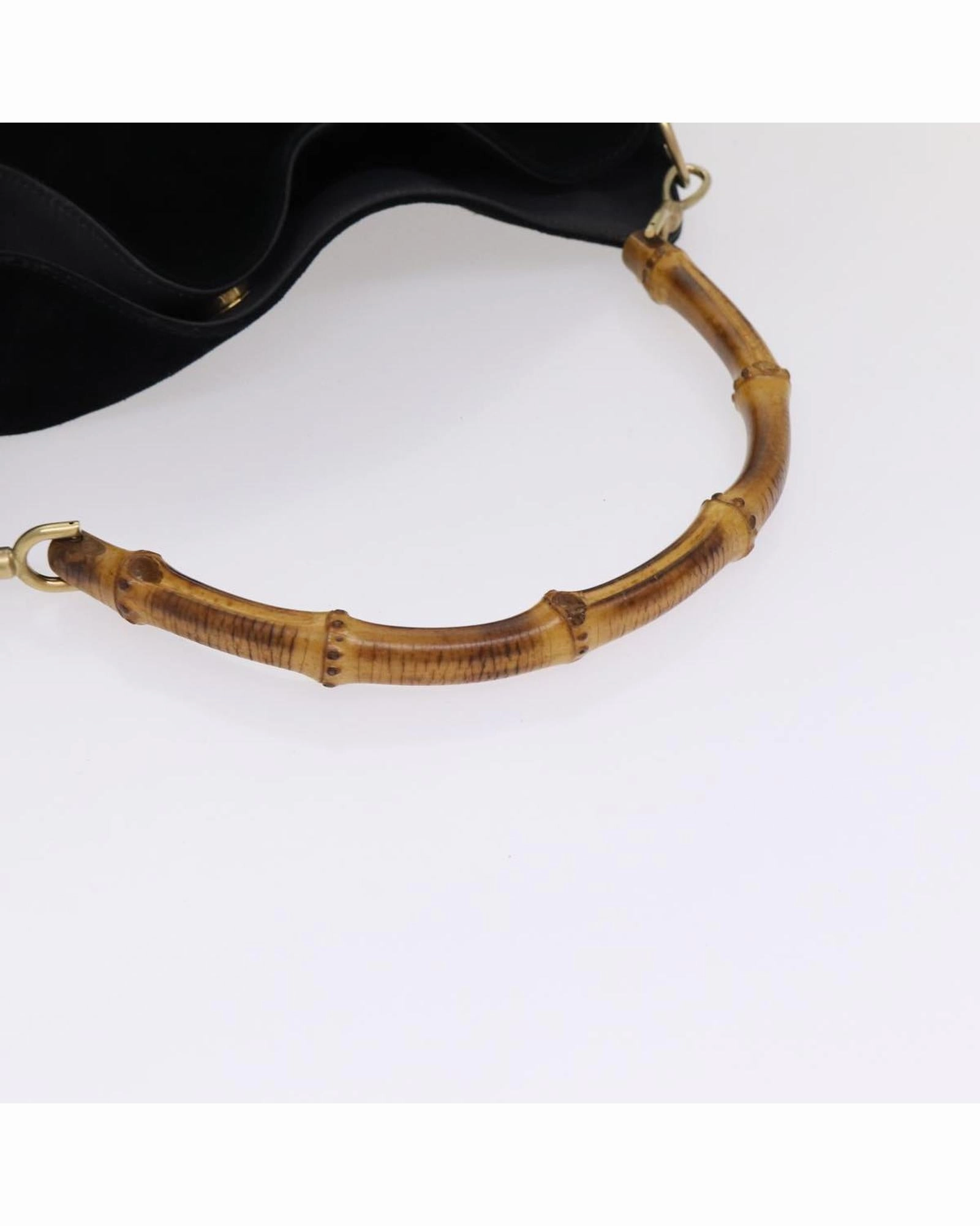 Bamboo Handle Suede Shoulder Bag