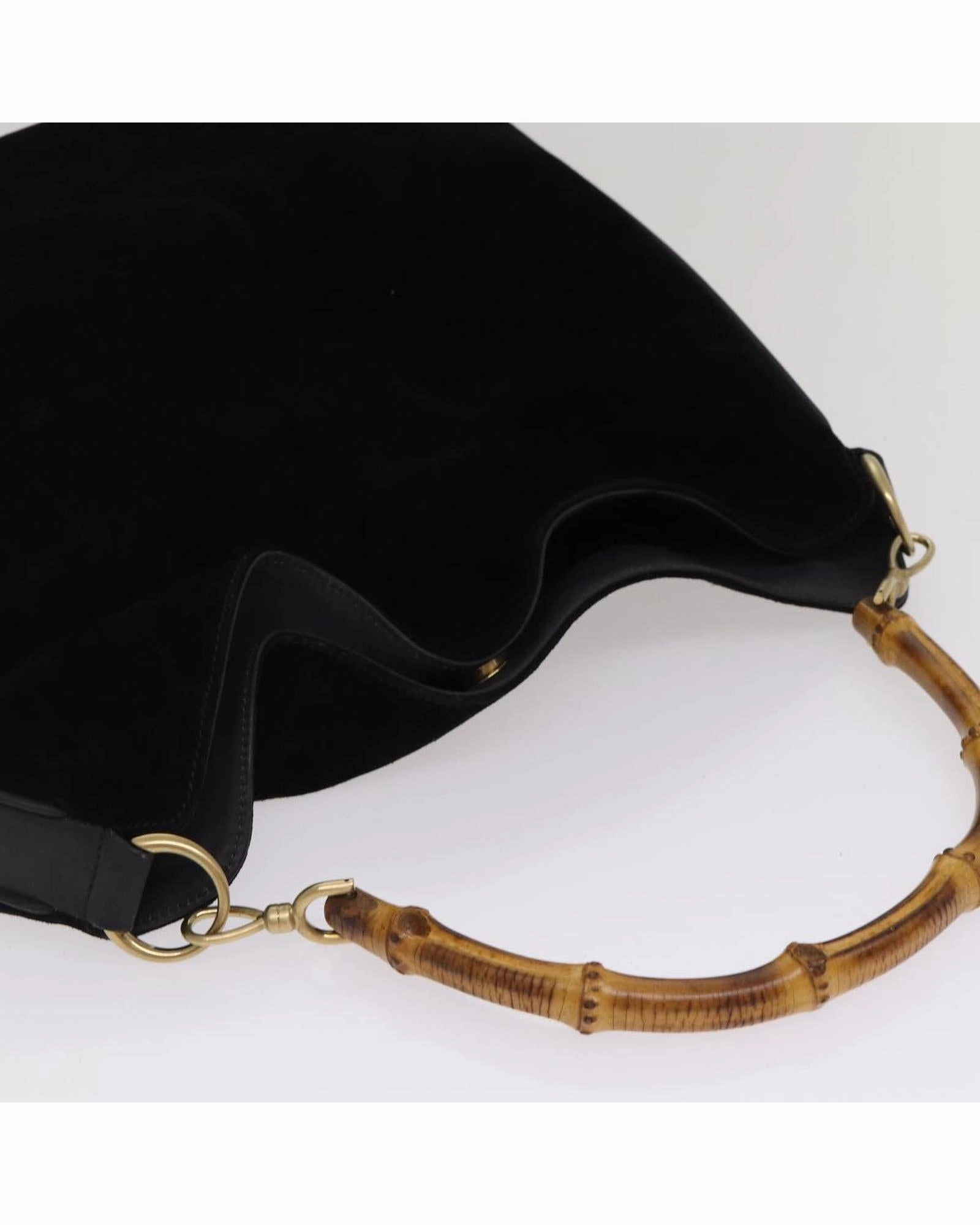 Bamboo Handle Suede Shoulder Bag