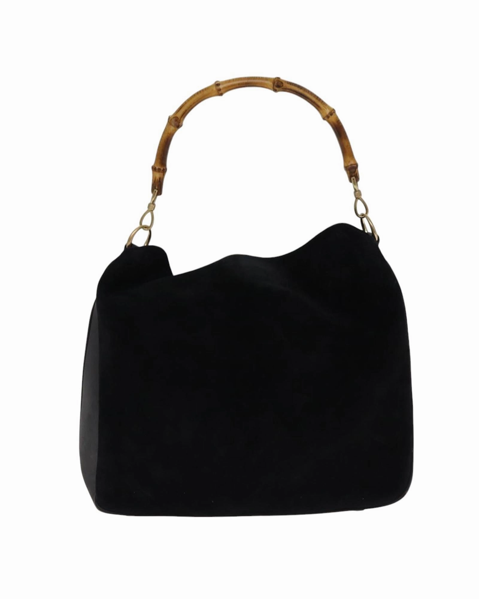 Bamboo Handle Suede Shoulder Bag