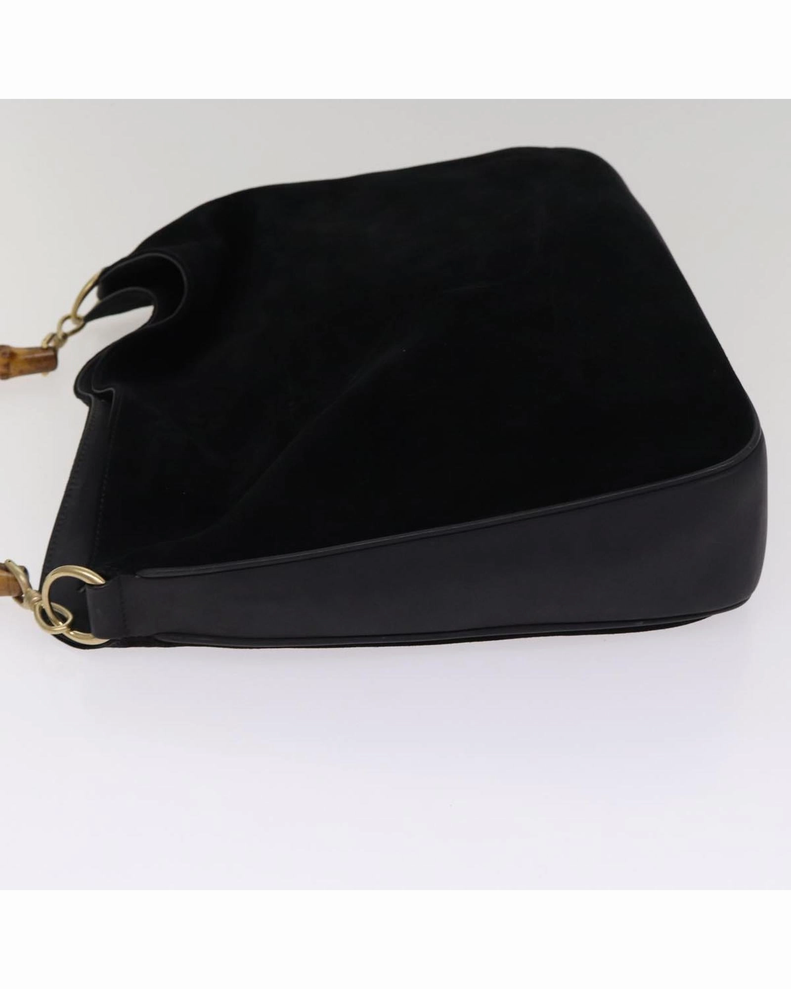 Bamboo Handle Suede Shoulder Bag