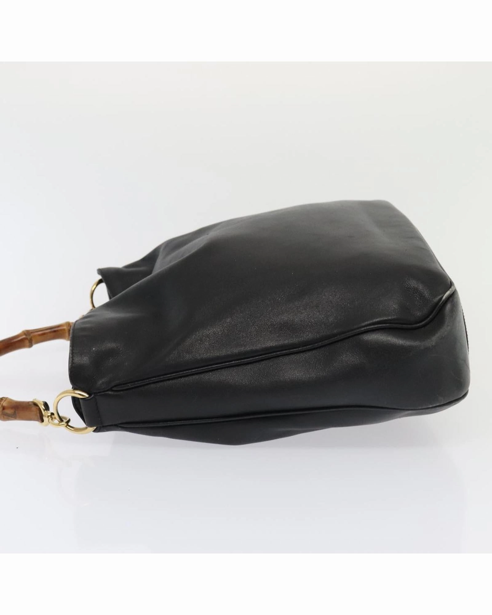 Bamboo Leather 2-Way Shoulder Bag with Gold Accents