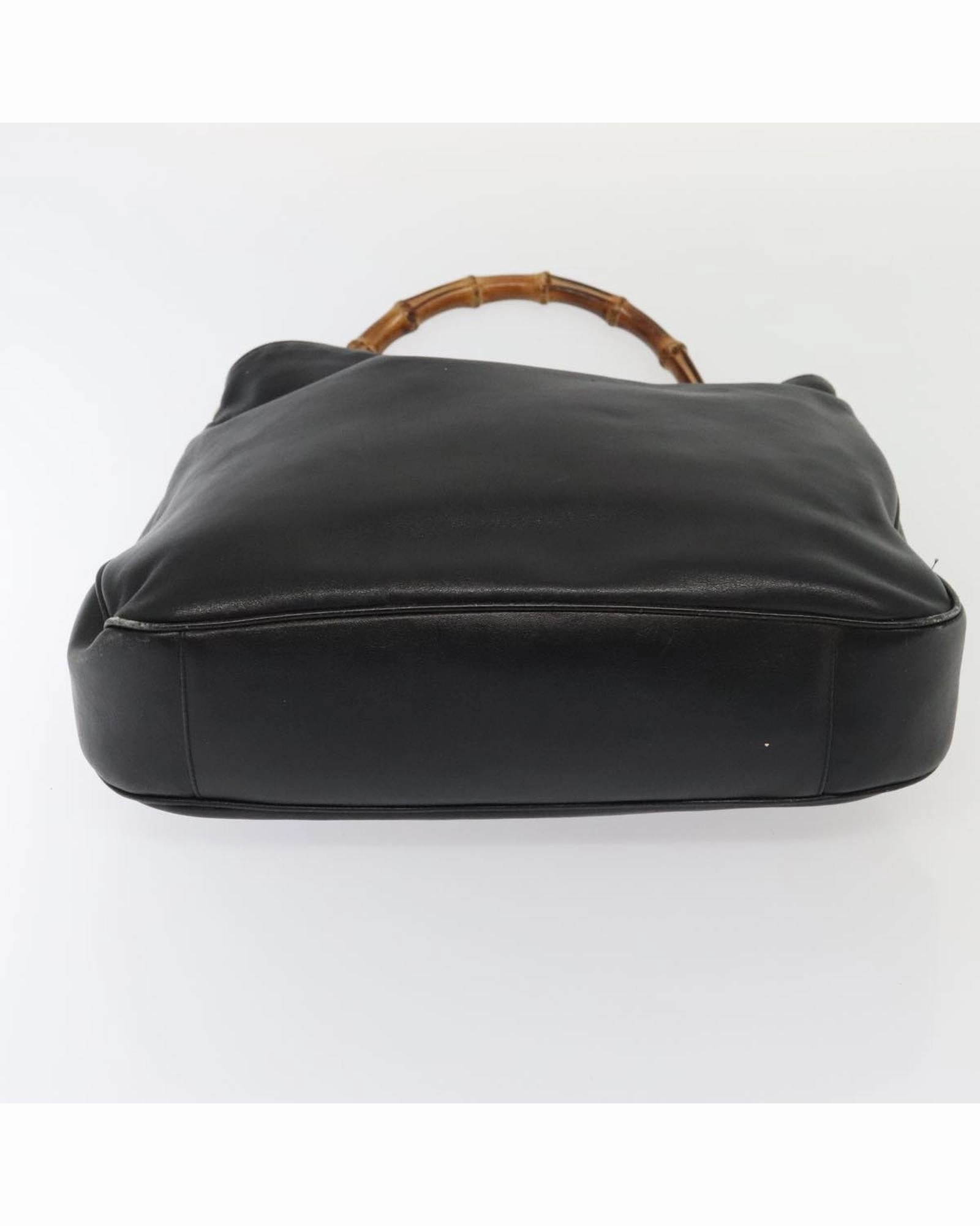 Bamboo Leather 2-Way Shoulder Bag with Gold Accents