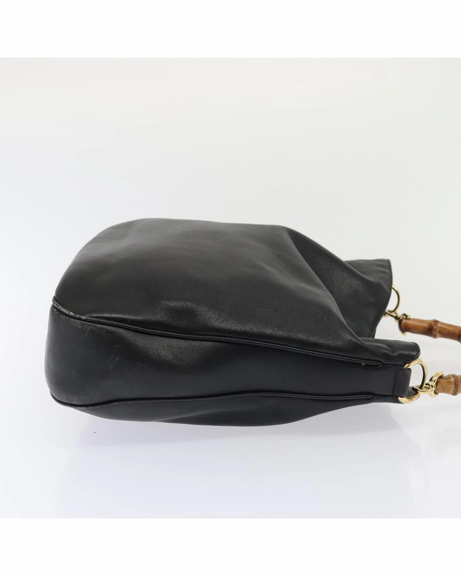 Bamboo Leather 2-Way Shoulder Bag with Gold Accents