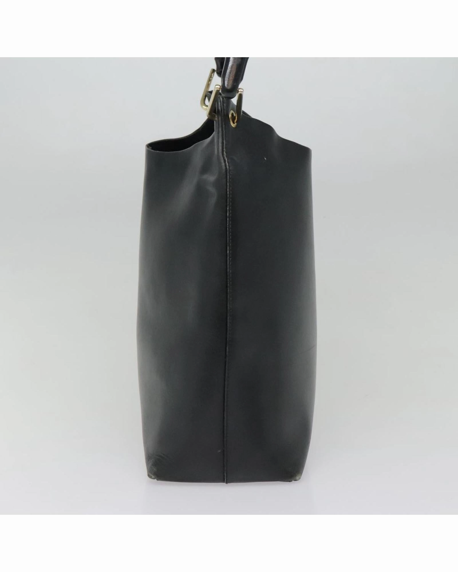 Bamboo Leather Shoulder Bag with Gold Accents