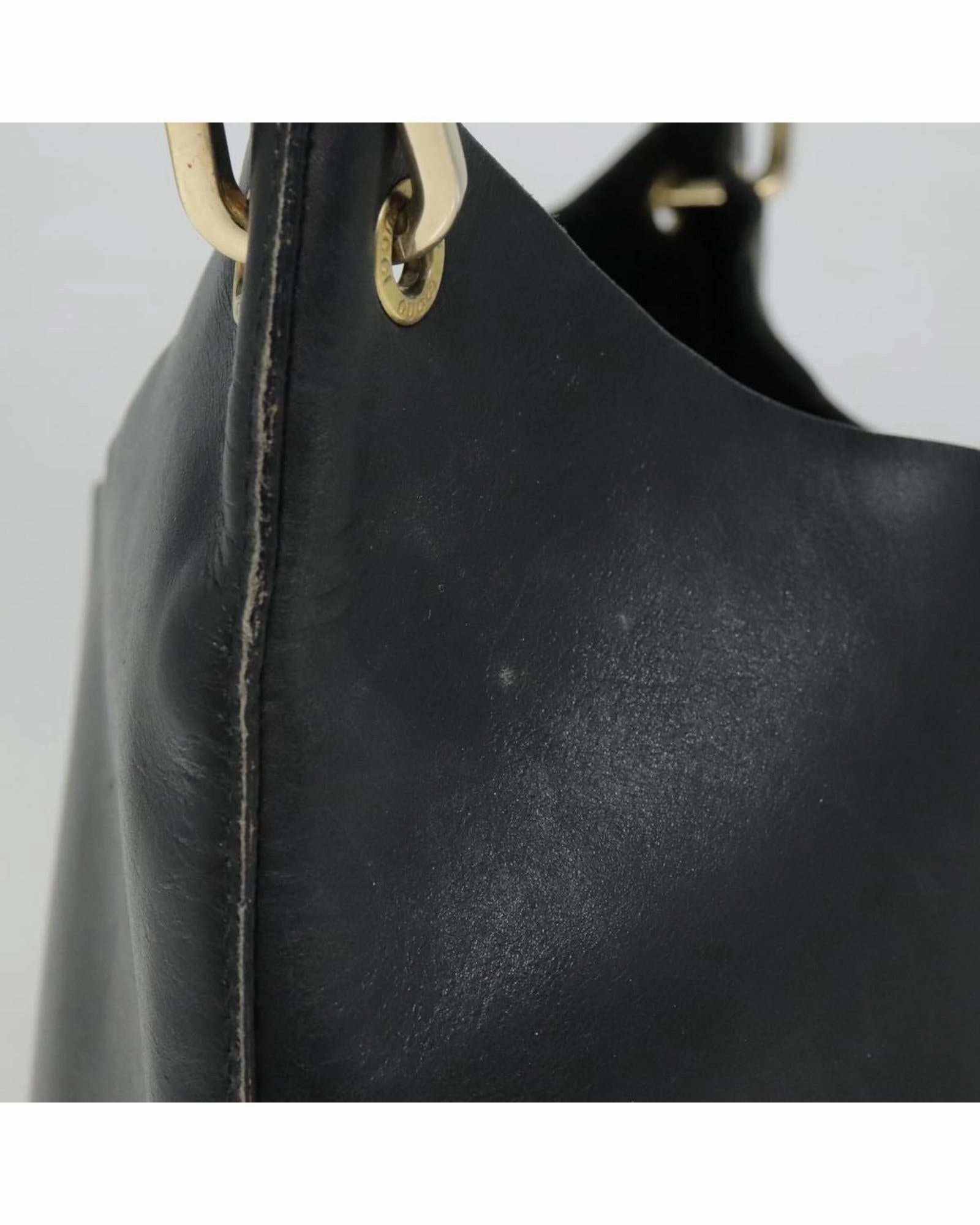 Bamboo Leather Shoulder Bag with Gold Accents