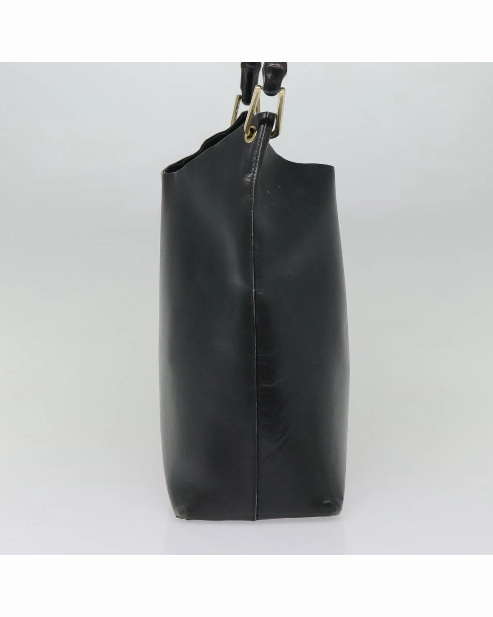 Bamboo Leather Shoulder Bag with Gold Accents