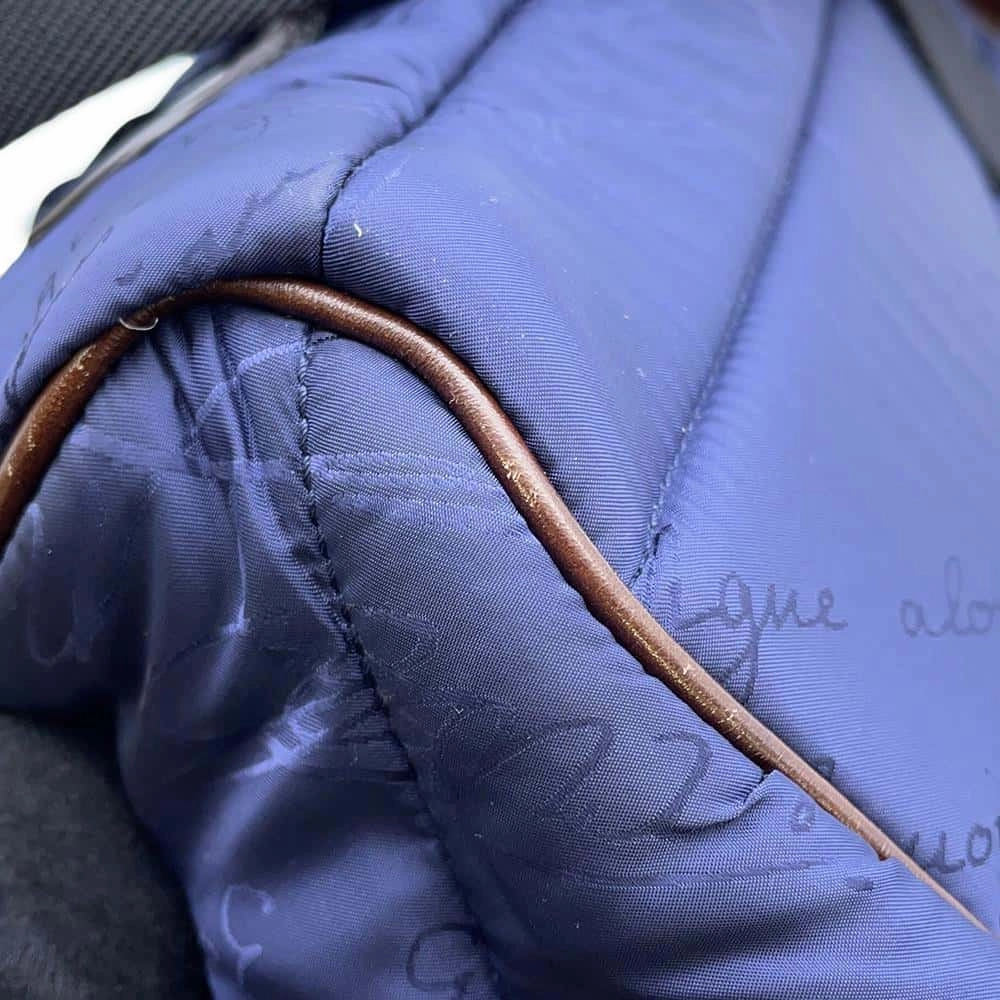 Berluti Scritto Calligraphy Backpack Blue/Brown Nylon Leather