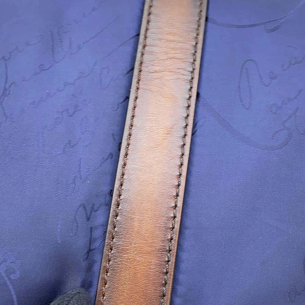 Berluti Scritto Calligraphy Backpack Blue/Brown Nylon Leather