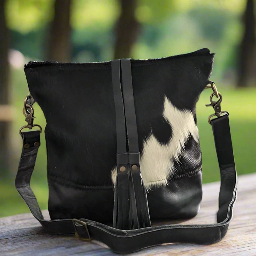 Black and White Cowhide with Tassels ~ Minimalist Style