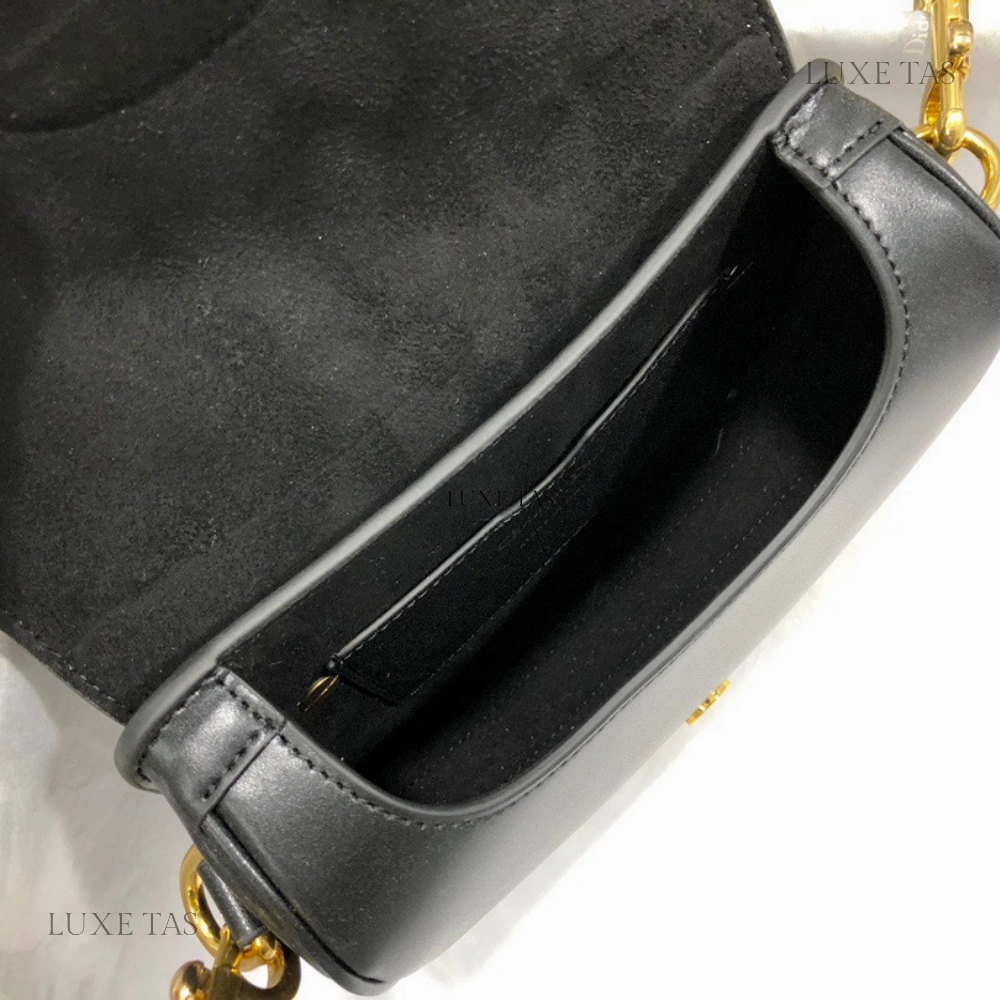 Black Box Calfskin Small D Bobby Bag Leather Crossbody Bag for Women