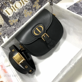 Black Box Calfskin Small D Bobby Bag Leather Crossbody Bag for Women