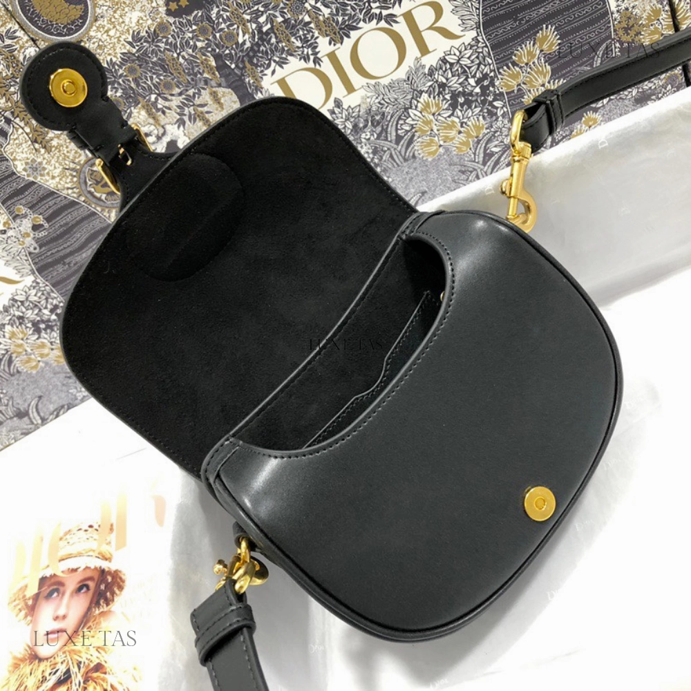 Black Box Calfskin Small D Bobby Bag Leather Crossbody Bag for Women