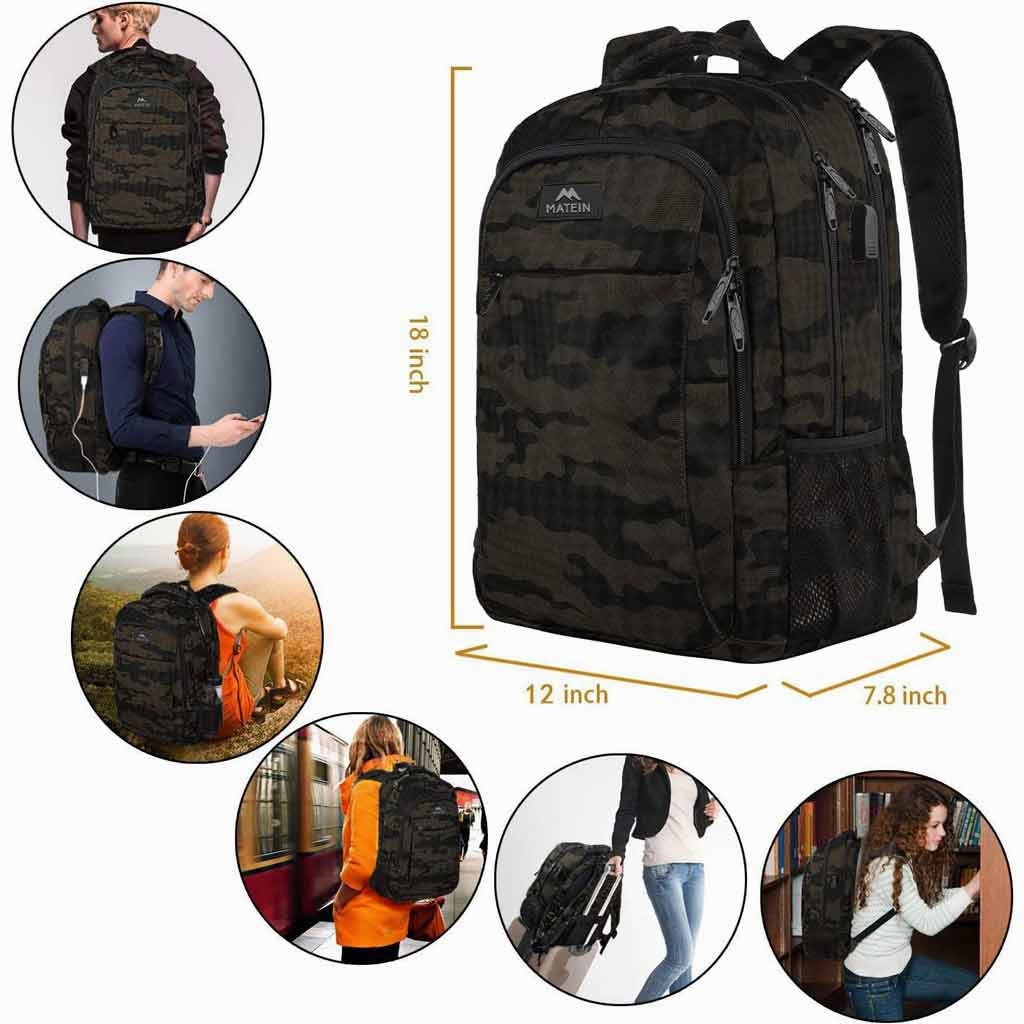 Black Camo Mlassic Travel Laptop Backpack