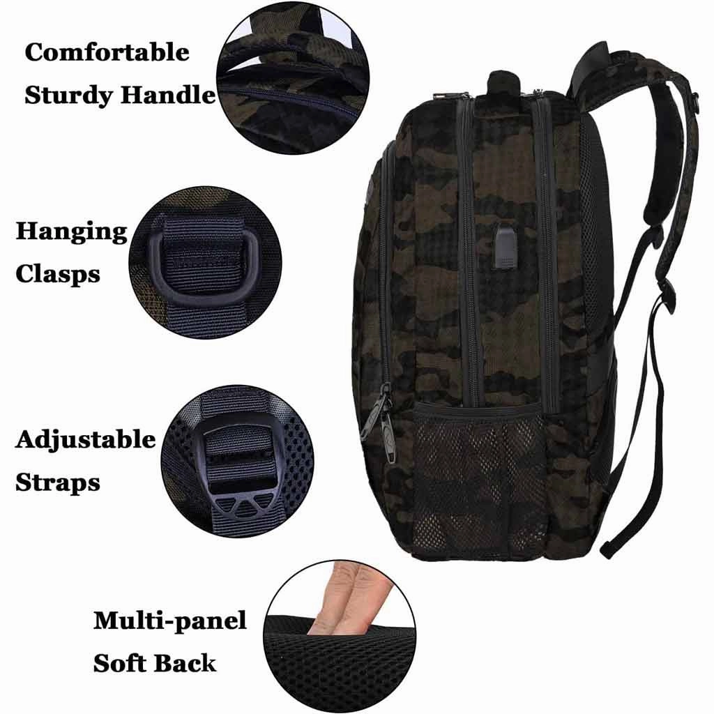 Black Camo Mlassic Travel Laptop Backpack