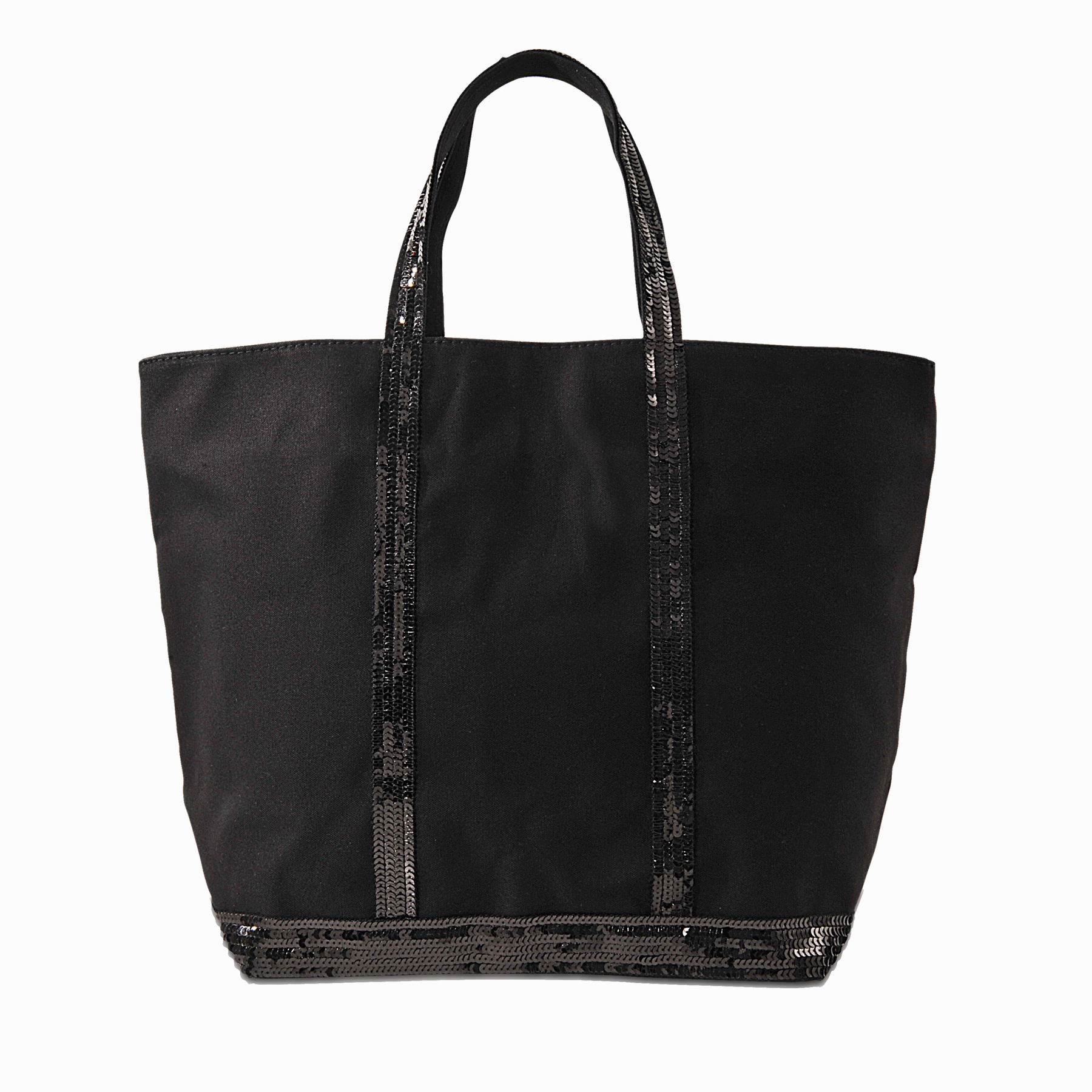 Black Canvas and Sequin Tote L   Zip
