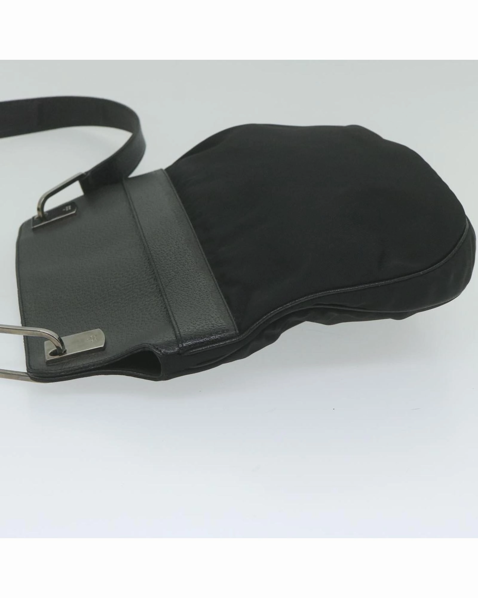 Black Leather Nylon Shoulder Bag
