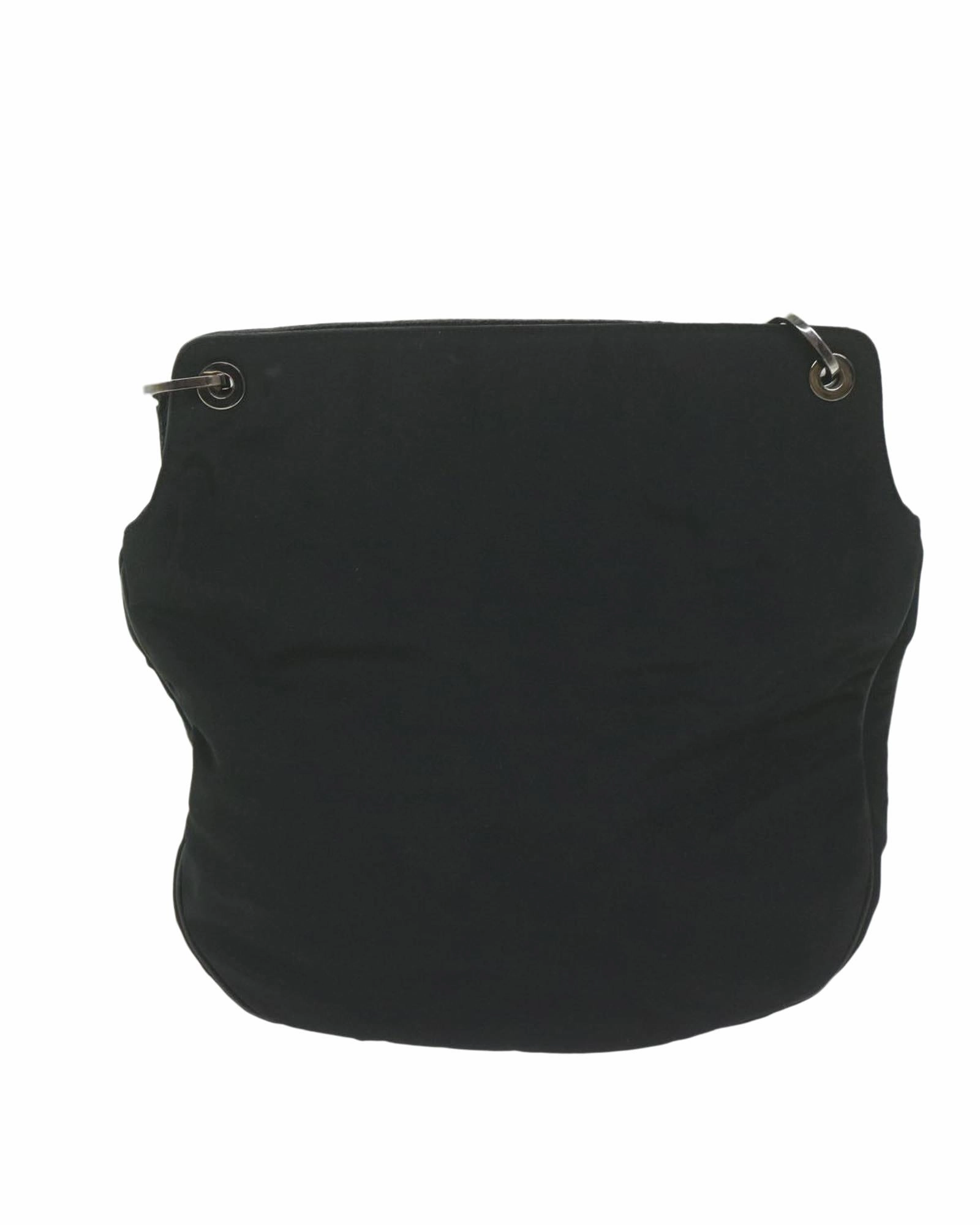 Black Leather Nylon Shoulder Bag
