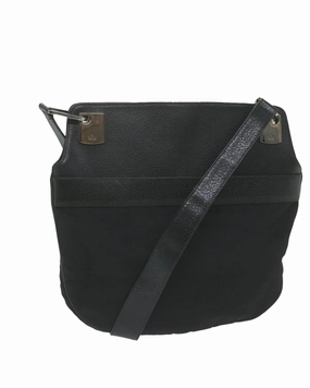Black Leather Nylon Shoulder Bag
