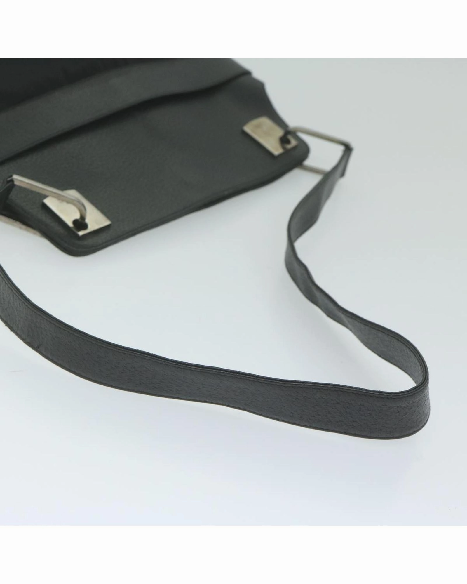 Black Leather Nylon Shoulder Bag