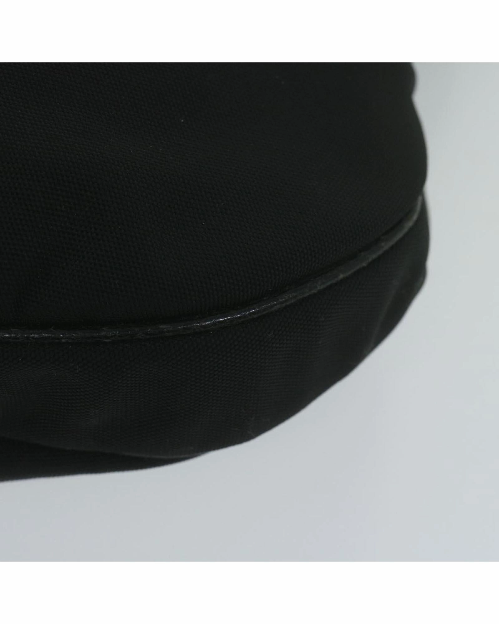 Black Leather Nylon Shoulder Bag